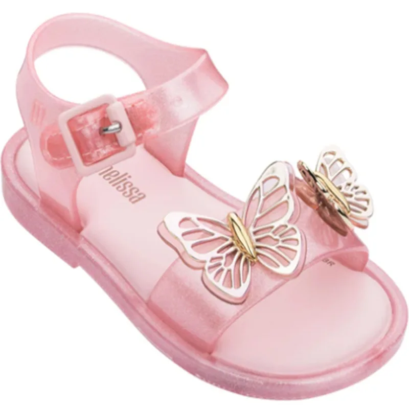

Children's Sandals 2021 Summer Girls 3d Butterfly Waterproof Non-slip Leak-toe Beach Shoes Jelly Shoes