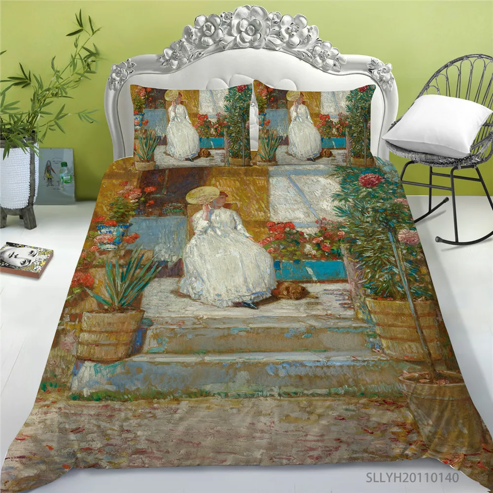 

3D Bedding Set King Size Quilt Cover Luxury Bedclothes Oil Painting Print Comforter Cover Set Bedroom Decoration