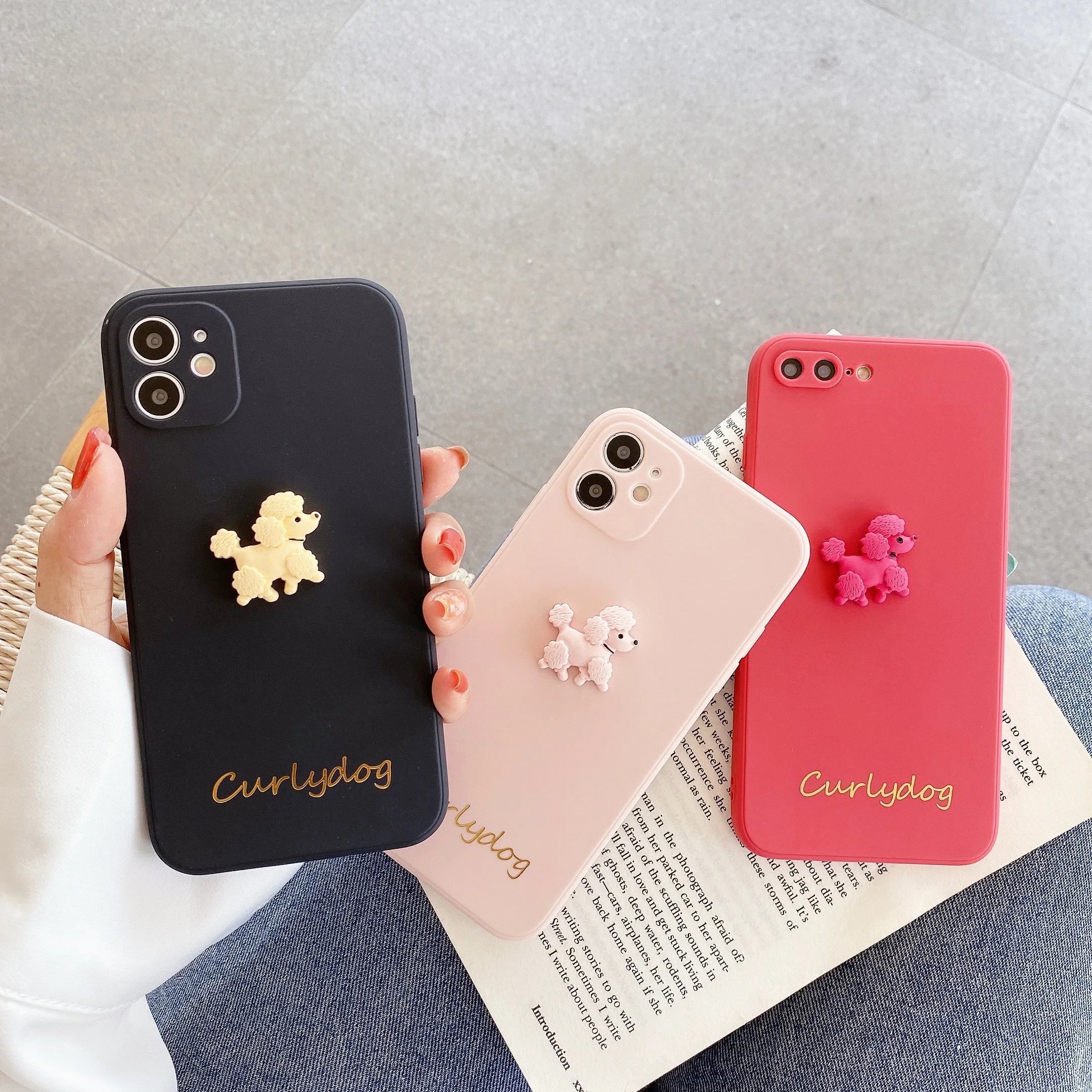

Three-dimensional cartoon curly puppy suitable for iphone11ProMax mobile phone case 7 / 8plus x xsmax xr protective cover