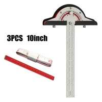 3pcs 101520 inches 0 70 degree angle protractor finder two arm woodworking edge ruler tape measure pencil angle measure tool