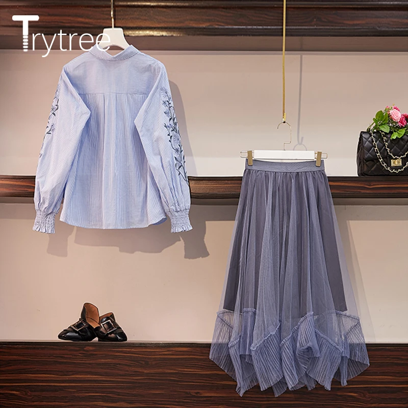 Женский офисный костюм Trytree повседневный комплект из двух предметов топ с