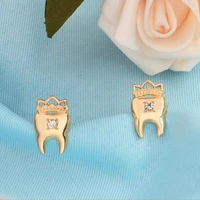 tooth model inlaid hao stone crown earrings jewelry for ladies exquisite fashion charm party club jewelry accessories