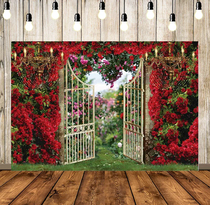 

Весенний сад фон красная роза день Святого Валентина цветок винтажный пейзаж фон для свадьбы пары вечеринки невесты