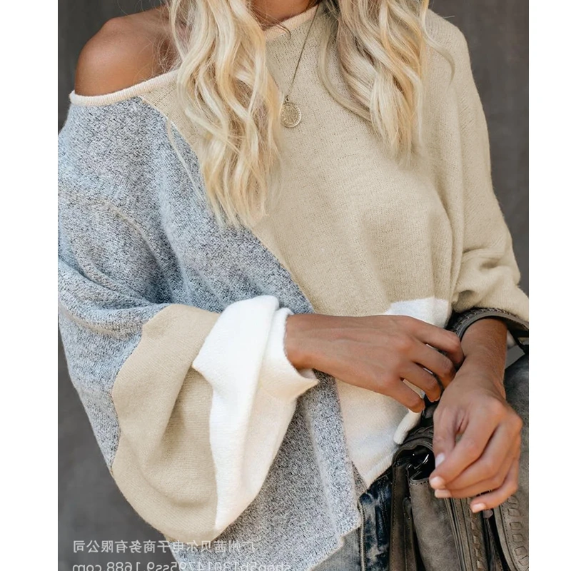 

Mandylandy Pullover Top Autumn Loose Casual Sweatshirts Women Patchwork Sweatshirts Long Sleeve O-neck Loose Tops Streetwear