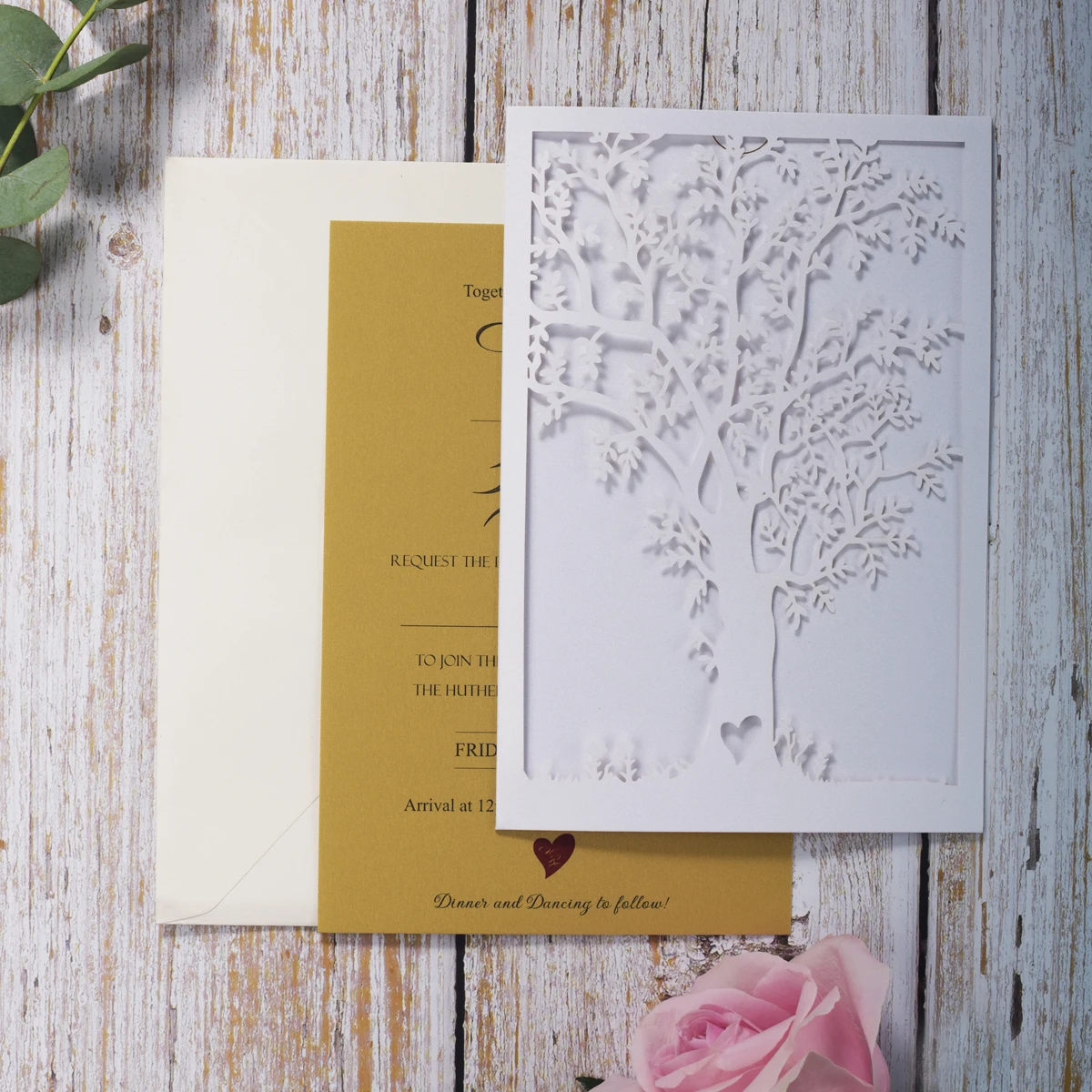 100 шт. в деревенском стиле лазерная резка дерева Свадебная Приглашения карты с