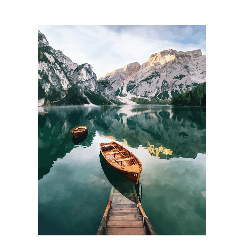 Рама горного велосипеда озеро DIY картина по номерам пейзаж Ручная роспись маслом