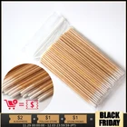 200 шт., ватные палочки с деревянной ручкой для татуажа бровей
