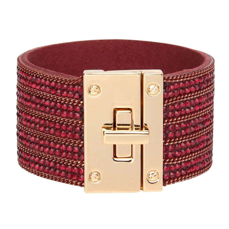 Женский кожаный браслет многослойные браслеты в стиле бохо широкий с