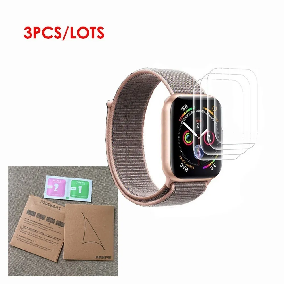 3 упаковки, защита для экрана из мягкого ТПУ с полным покрытием для Apple Watch Series 4, 5, 40 мм, 44 мм, HD Smartwatch, ЖК-пленка, серия 1, 2, 3, 38 мм, 42 мм