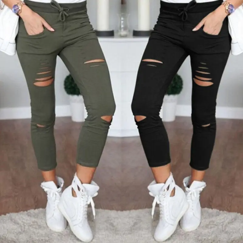 

2021 women's ripped jeans, women's large size ripped pants, stretch pencil pants, leggings, women's jeans new