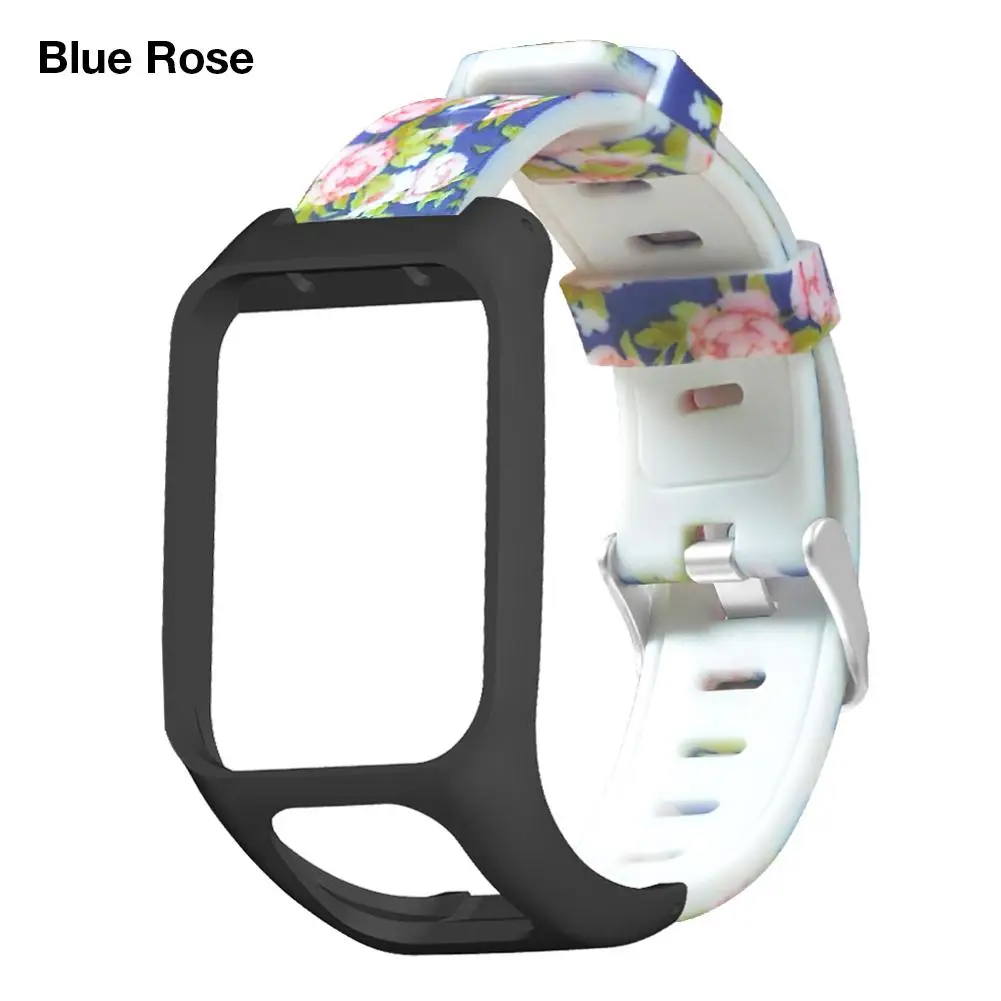 Blue Rose Многоцветный силиконовый сменный Браслет для часов Ремешок для TomTom Runner 3 TOMTOM Adventurer Smart Watch Band - Цвет ремешка: Blue Rose
