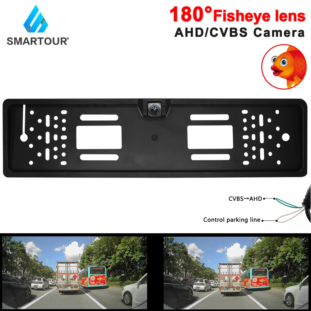 

SMARTOUR 180 градусов AHD EU Европейский автомобильный номерной знак заднего вида рамка камера «рыбий глаз» задняя камера ночного видения автомоби...