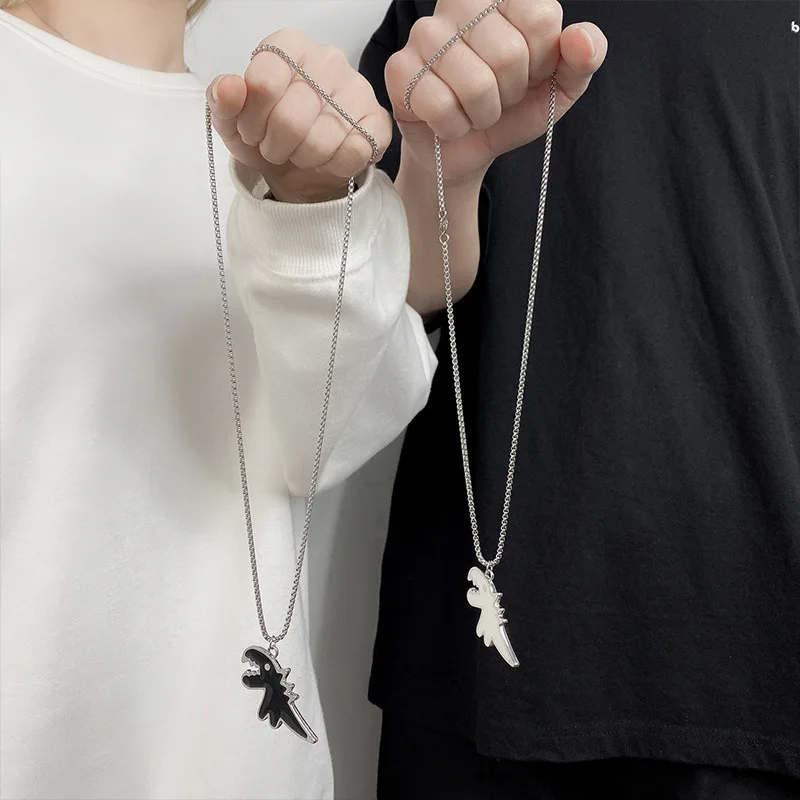 

Fashion Punk Cartoon Dinosaur Ms Men Pendant Necklaces O-shape Alloy Chains on Hip Hop The Couple Chain Jewelry