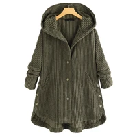 womens clothing autumn and winter coat cotton fashion leisure corduroy hooded jacket coat female warm outwear tops