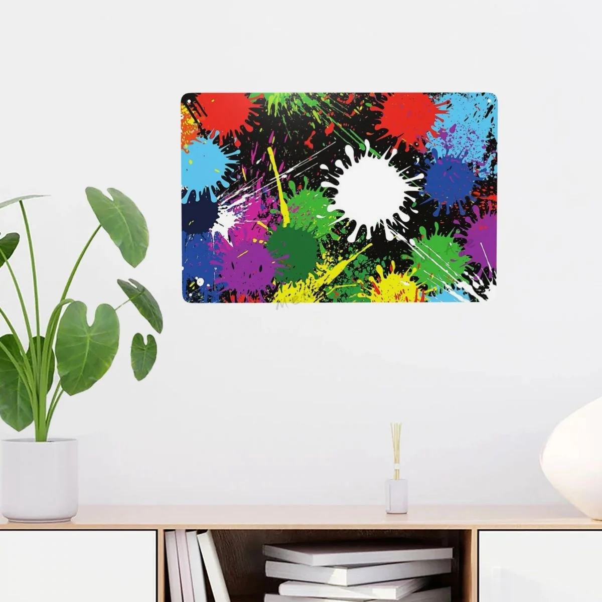

Paint Splatter Pattern Metal Tin Signs Graffiti Outdoor Art Iron Plaque Painting Home Bar Room Decor Wall Art Vintage Modern