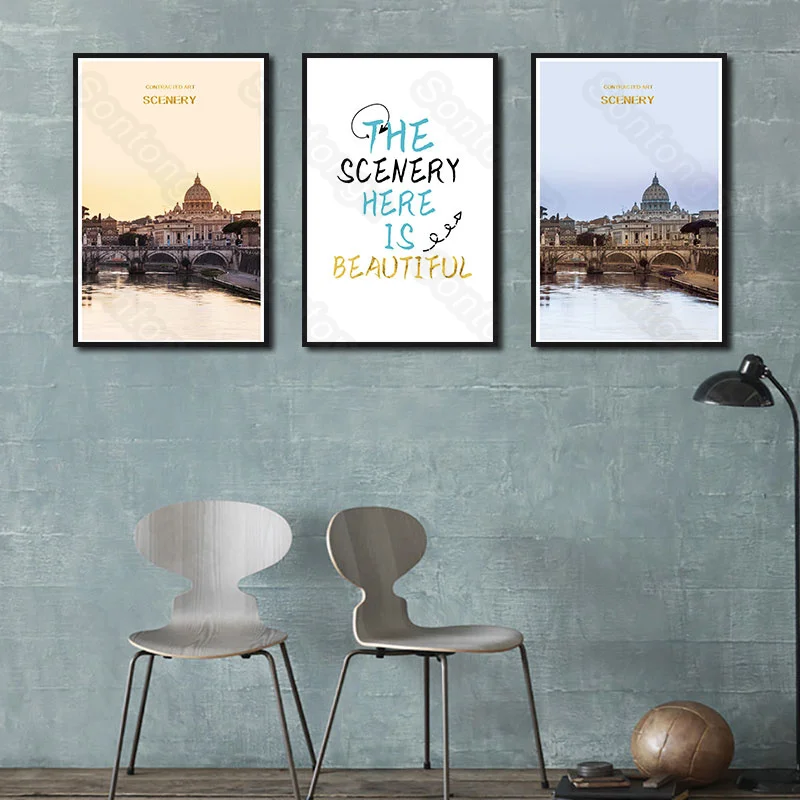 

Landscape Painting Building Modern Home Decoration Canvas Painting Nordic Art Poster Sofa Background Simple Bedroom Bedside Hang
