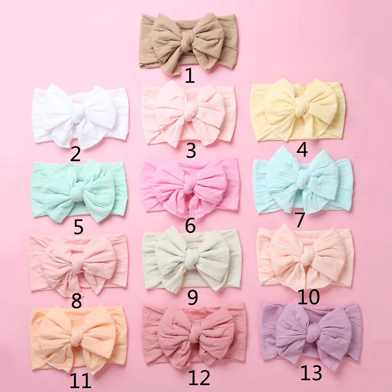 Diademas para beb&eacute; y ni&ntilde;a, cinta para el pelo de Color s&oacute;lido, suave, accesorios bonitos para el cabello infantil, 4 unids/lote-1