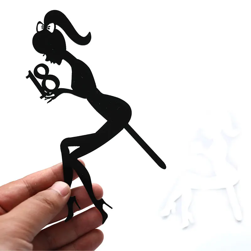 

High Heels Lady Happy Birthday Acrylic Cake Topper Wedding Girls Cake Toppers Cake Insert Decoration and Arrangement
