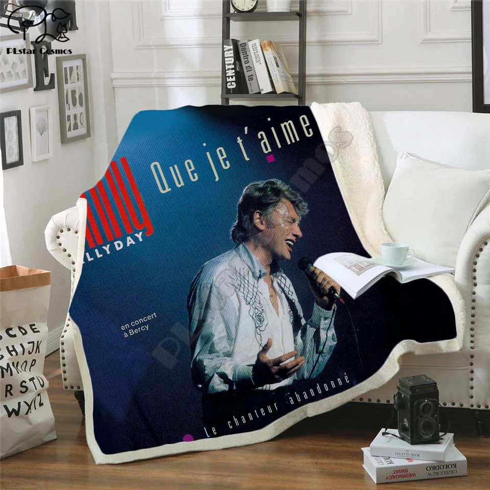 

Johnny hallyday 3d printed fleece blanket for Beds Hiking Picnic Thick Quilt Fashionable Bedspread Fleece Throw Blanket style-3