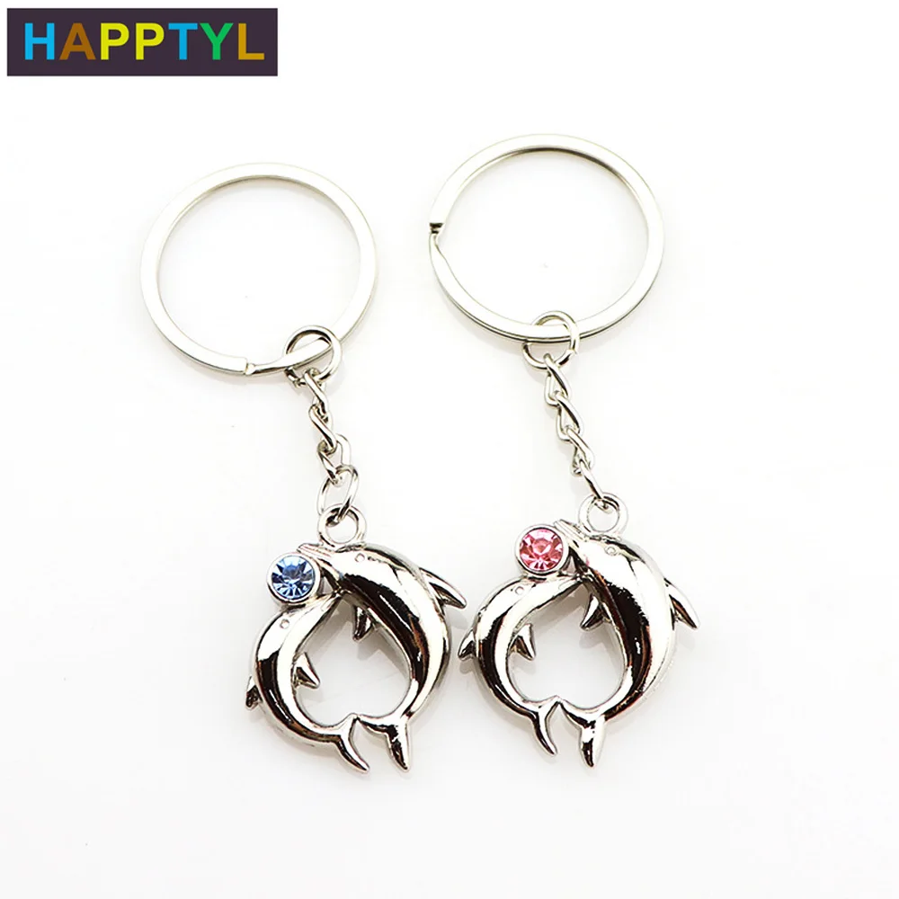 HAPPTYL креативный милый унисекс металлический брелок для ключей пара подарок