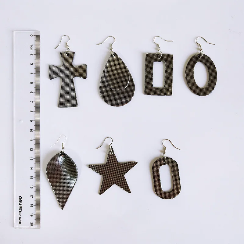 Cpop 7 узоров кожаные серьги с крестом геометрические неровности звезды капли воды