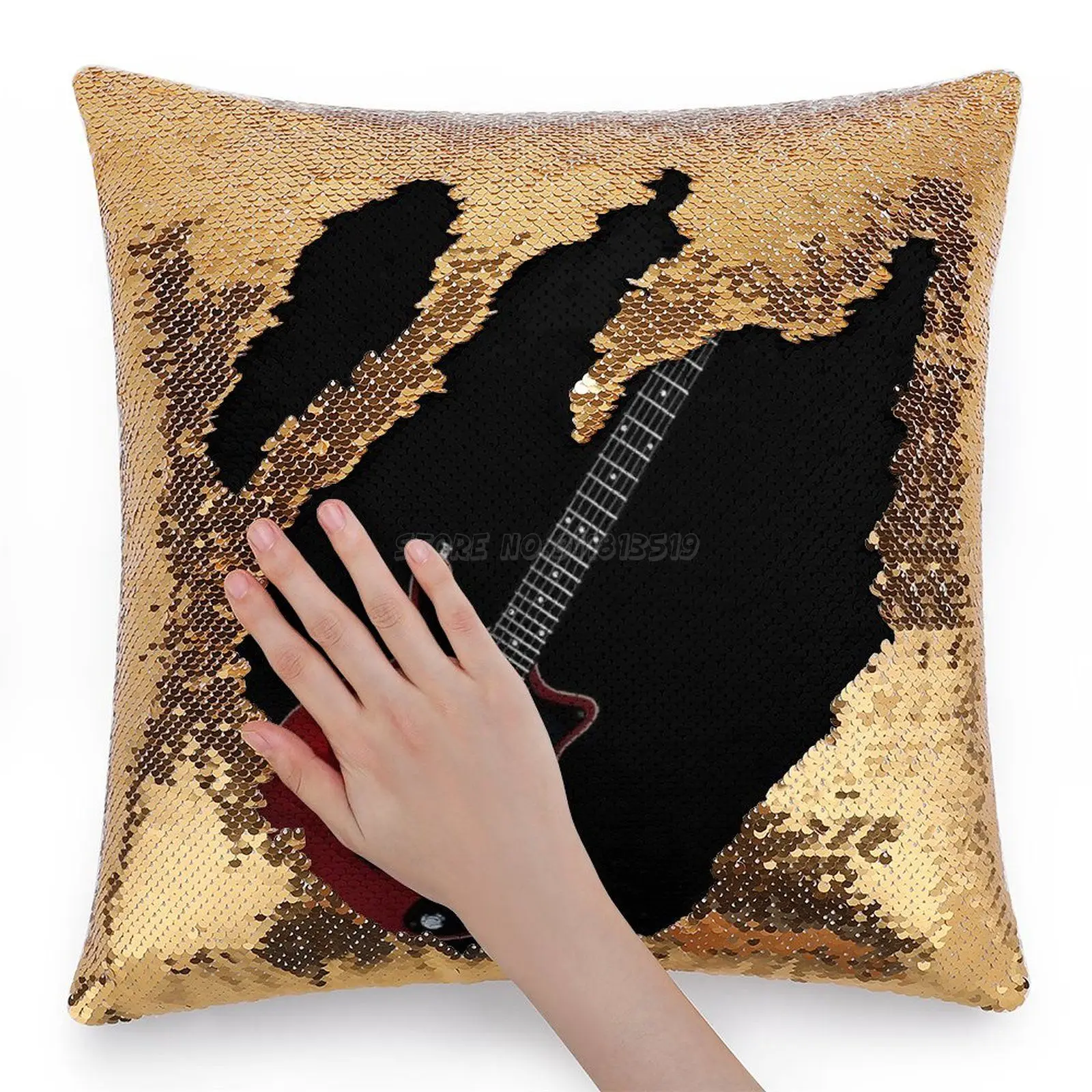 Brian May Sequin Pillowcase Magical Cushions Cover 40X40cm Mermaid Music Guitar Electric Acoustic Bass Amplifier Instr |