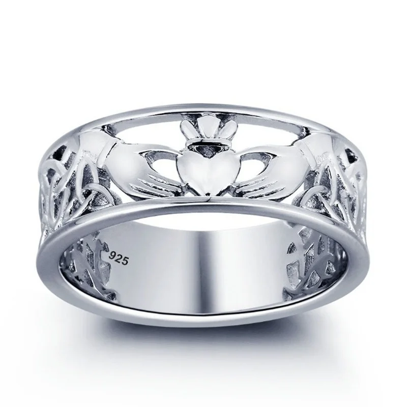

Romantic Fashion Northern Ireland Love Story Hollow Crown Heart Claddagh Couple Ring
