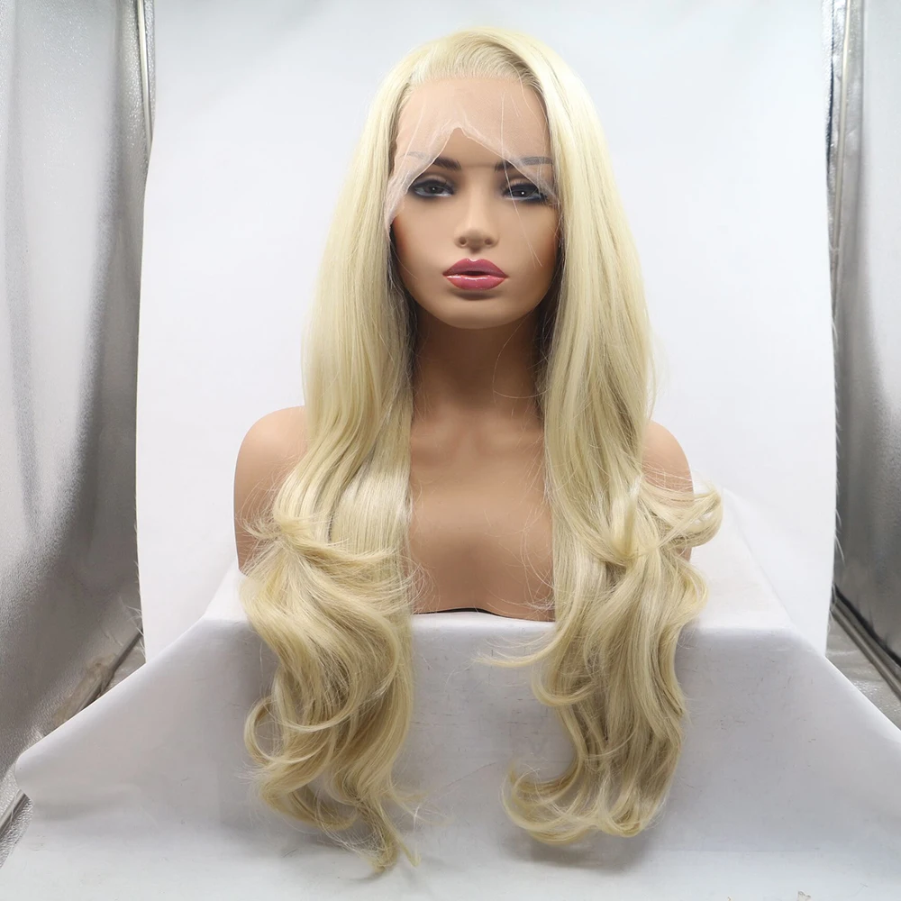 613 Honey Blonde Glueless Full Lace Wigs Cosplay Body Wave Heat Resistant Synthetic Colored Wig Ginger Orange Lolita For Women