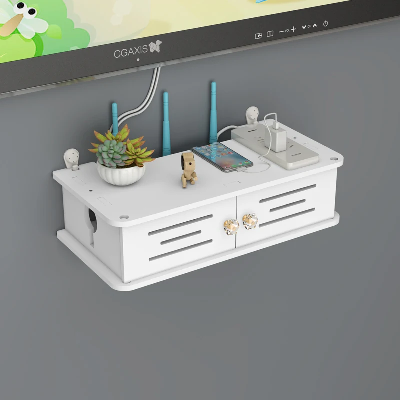 

40 см/30 см Wi-Fi роутер ТВ коробка полка органайзер гостиная настенный 2 слоя ящик стеллаж для хранения DVD P