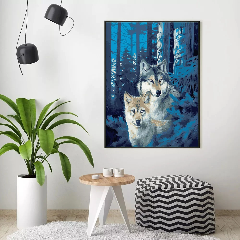 HUACAN картина по номеру волк украшение на стену живопись маслом Рисование животных