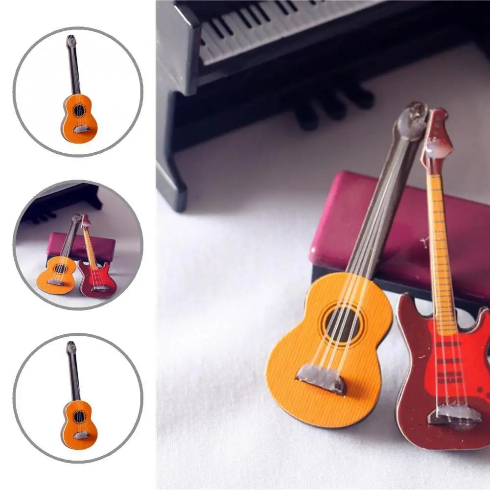

High Simulated Fashionable Dollhouse Kids Miniature Guitar Decor for Desktop