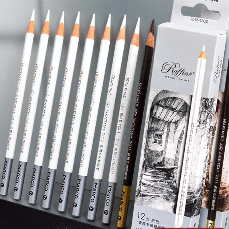 Marco-lápiz de carbón blanco para dibujo, utensilio de Alta Luz, suave/Medio/duro, para...