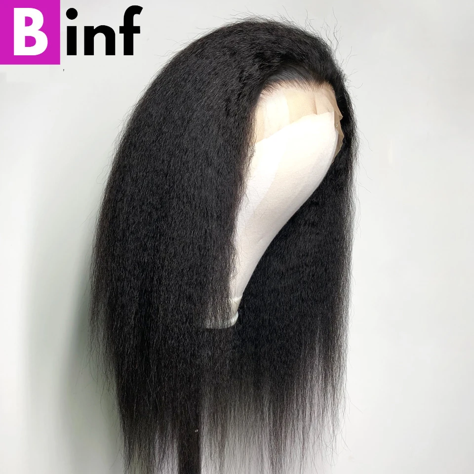 BINF кудрявый прямой парик предварительно выщипанный Glueless кружевные передние