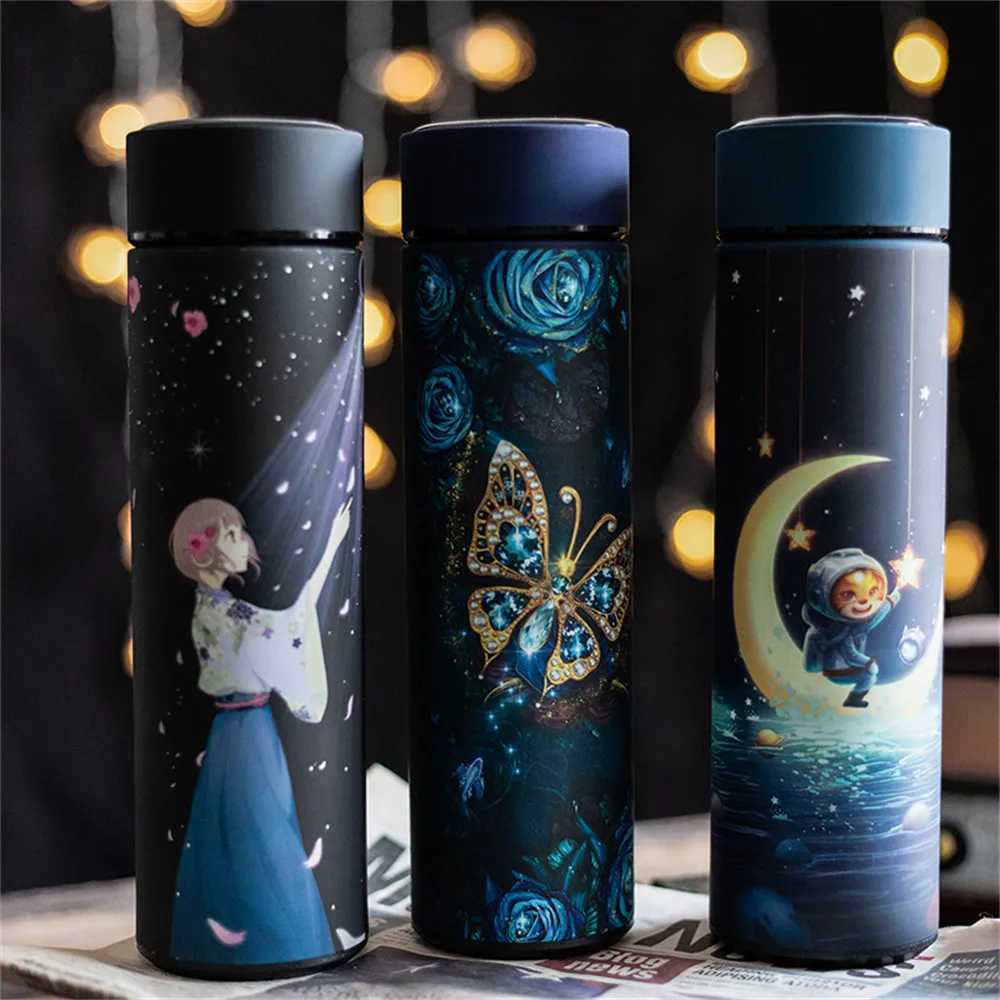 

Bottle Insulated Tumbler Smart 500ml Dark Girls For Thermos Stainless Vacuum Water Fashion Steel Flask Thermal Double-Wall Vacuu