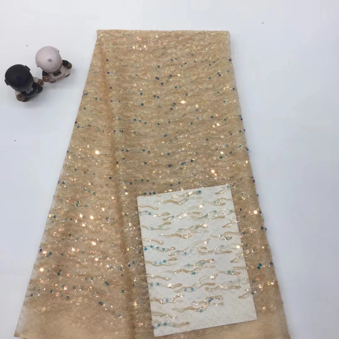 

Nigeria Lace Fabric 2020 High-quality African Sequin Lace Fabric Wedding Dress French Tulle Lace Material XX37091