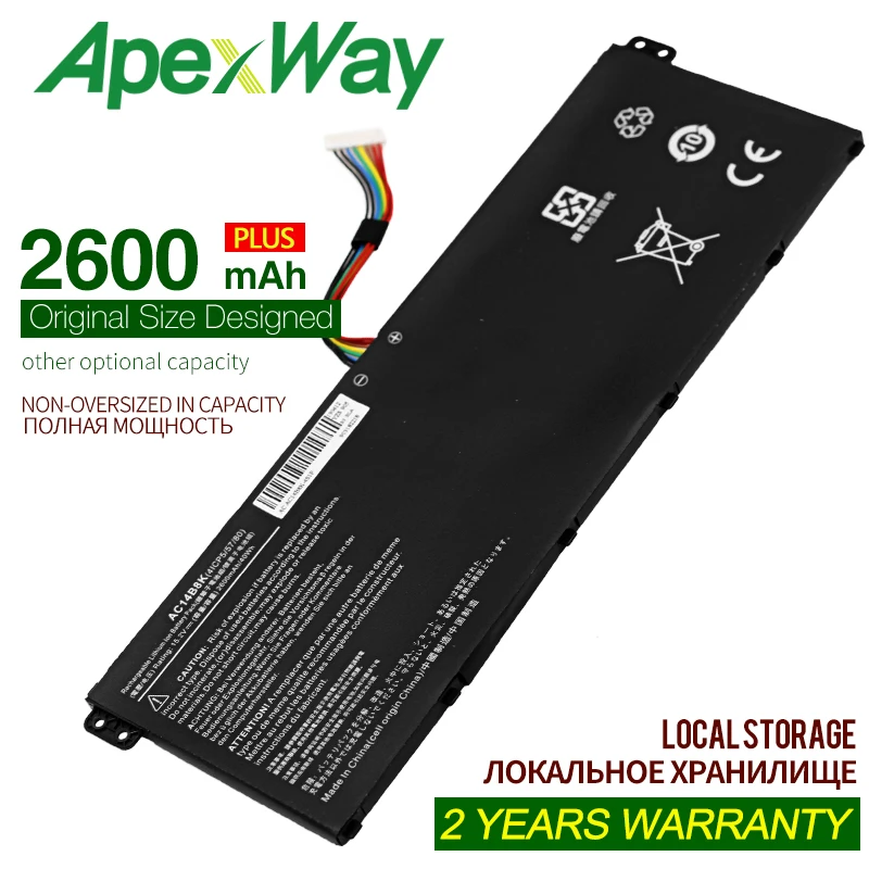 

ApexWay 15.2V AC14B8K battery for Acer Aspire ES1-711 ES1-311 R3-131T E3-112 ES1-531 E3-112MES1-411 R7-371T V3-111 E3-111