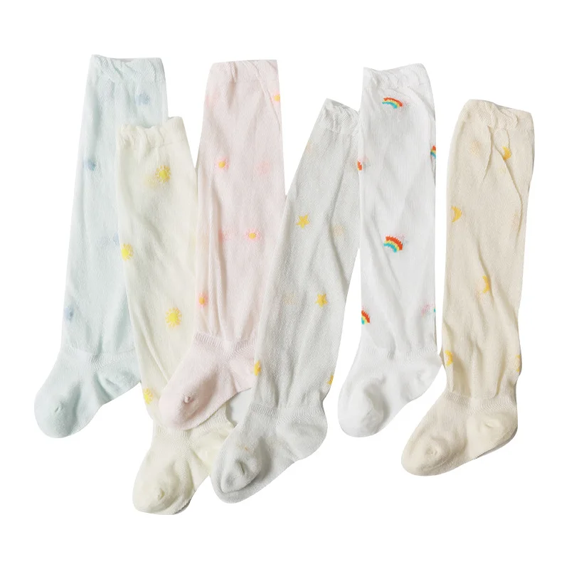 

Baby Girl Knee-high Socks Newborn Kids Cotton Rainbow Medium Long Tube Spring And Summer Mesh