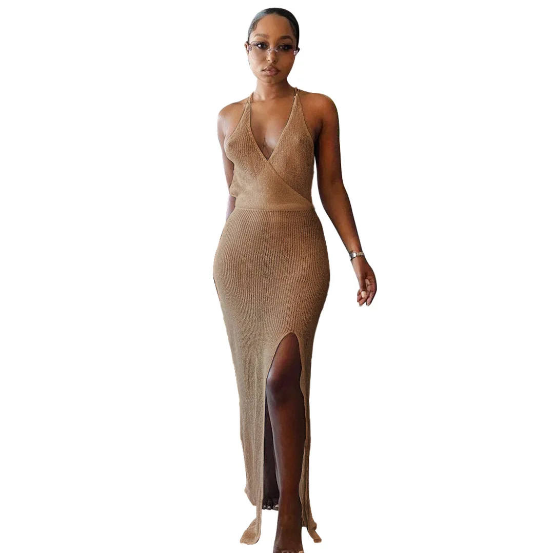 

Casual Women Dress Deep V-neck Party Night Clubwear See Through Summer Clothes