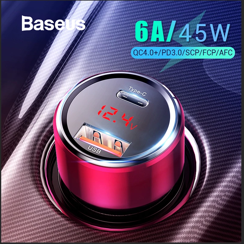 Автомобильное зарядное устройство Baseus 45 Вт USB 4 0 3 быстрая зарядка|Зарядные