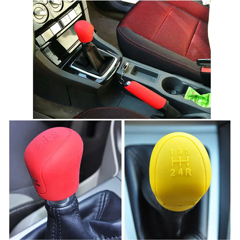 2Pcs Universal Manual Gear Shift Collars Car Silicone Head Knob Cover Handbrake Grip Hand Brake Covers Cas#257475 | Автомобили и