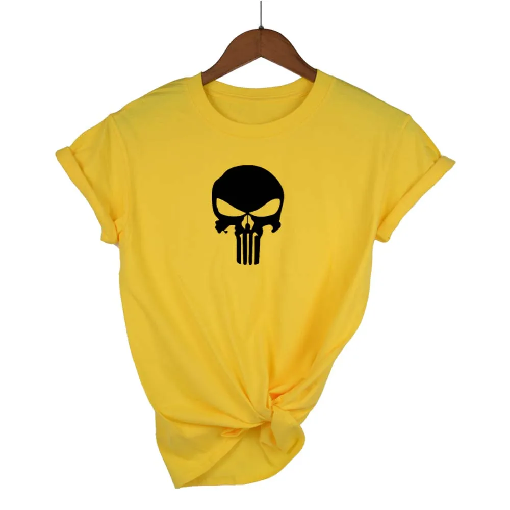 Рубашки женские топы Бренд 2016 модная новинка принт головы скелета футболка в