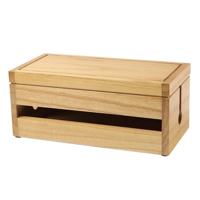 

Cord Management Box Wooden - Cable Organizer Hide Power Strips,Electrical Plugs - Desk Wires Station Protector for Tv