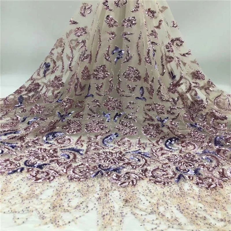 

Latest African Dry Lace Fabrics High Quality French Mesh Lace Fabric With Sequins High End Nigerian Voile Lace JH325-165