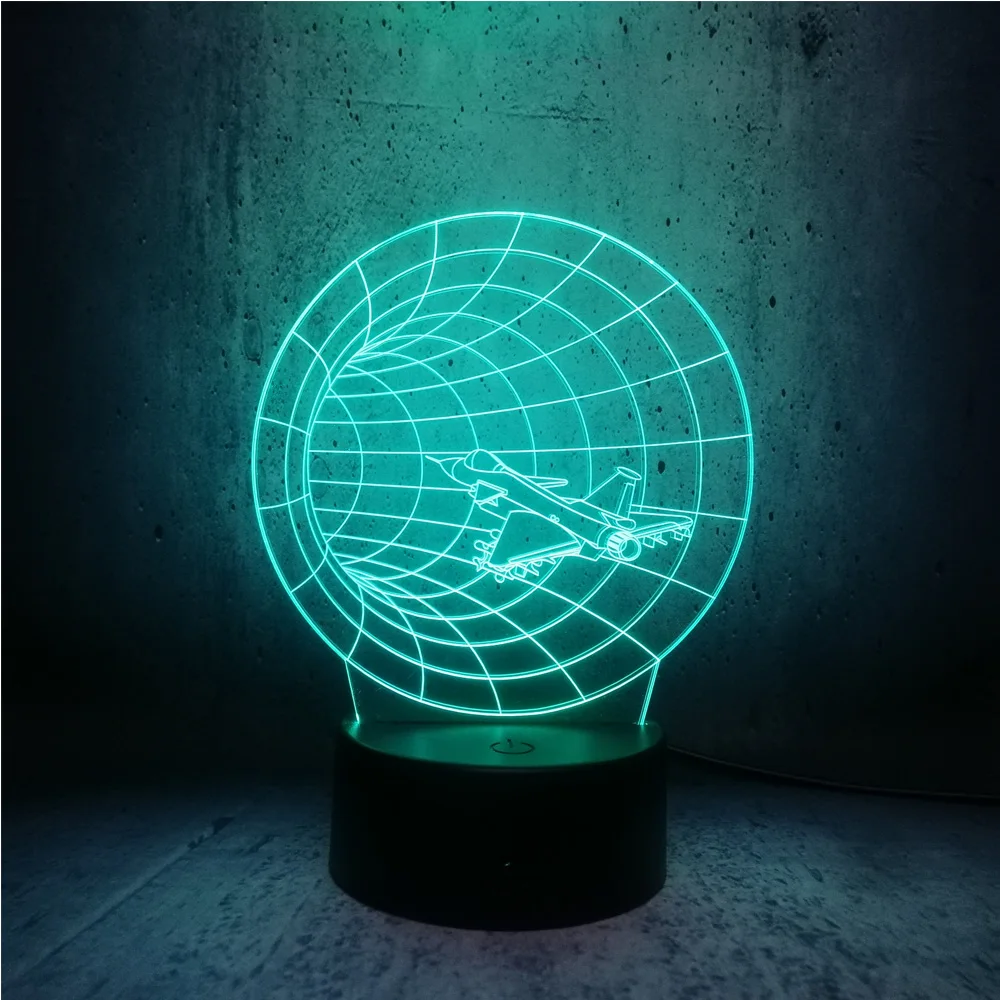 Новый дизайн 3D светодиодная USB лампа космический самолет через вуаль времени 7