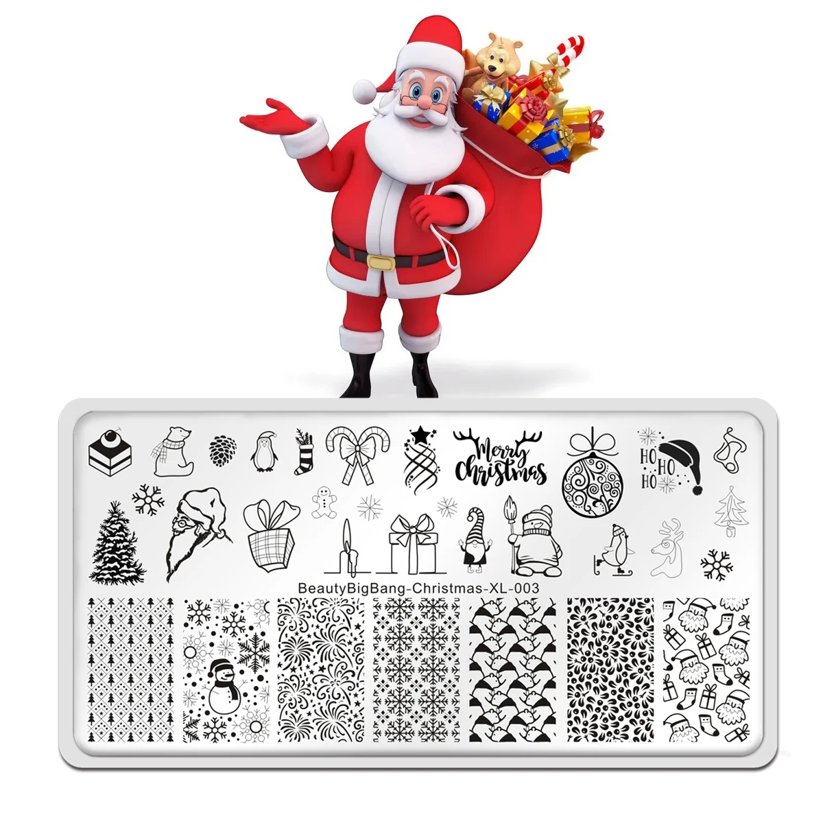 

BeautyBigBang Christmas Nail Stamping Plate Nail Stencil Plate Snowman Xmas For Stamping Nail Art Set 6*12cm
