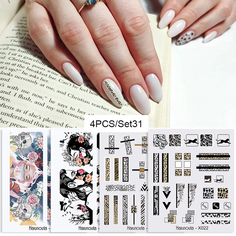LEMOOC Nail Sticker Set Black Flower Water Transfer Decals Colorful Art Stickers Butterfly Lace Dream Catcher | Красота и здоровье