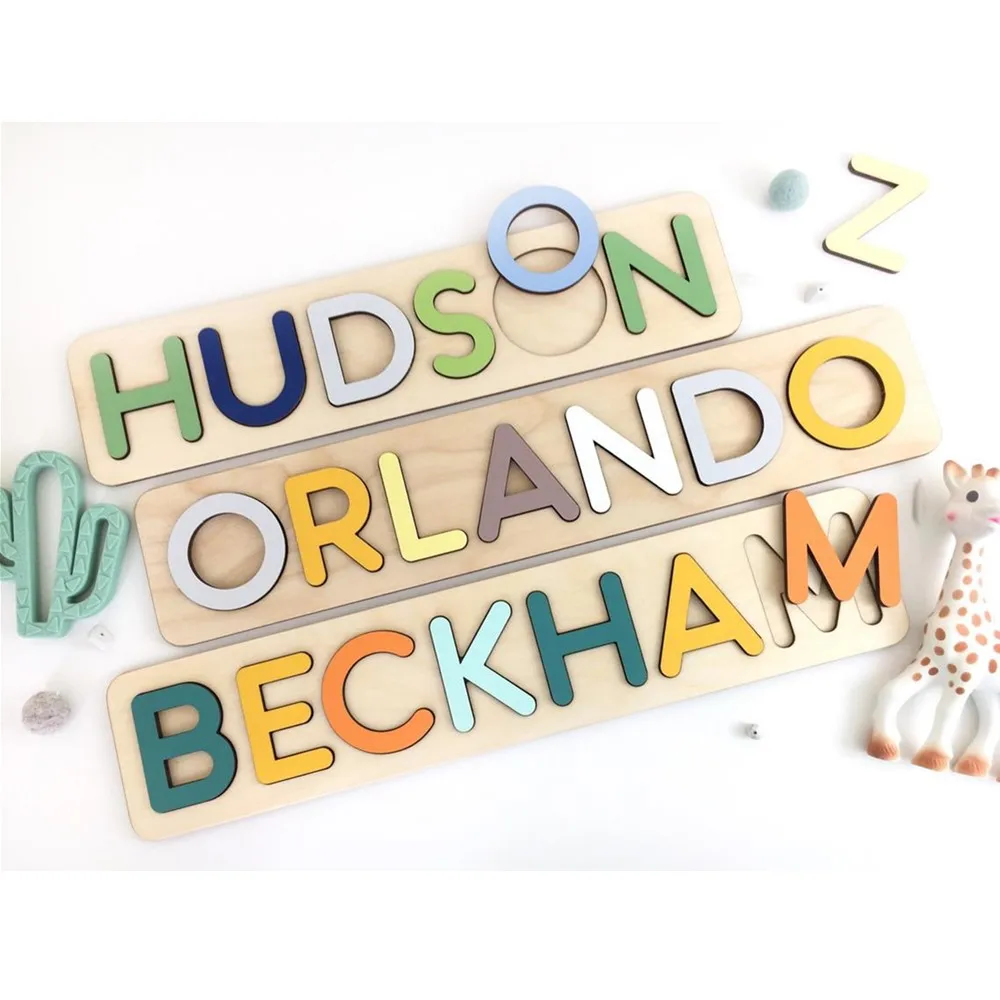 Деревянный образовательный пазл с именем на заказ детский праздник ручной