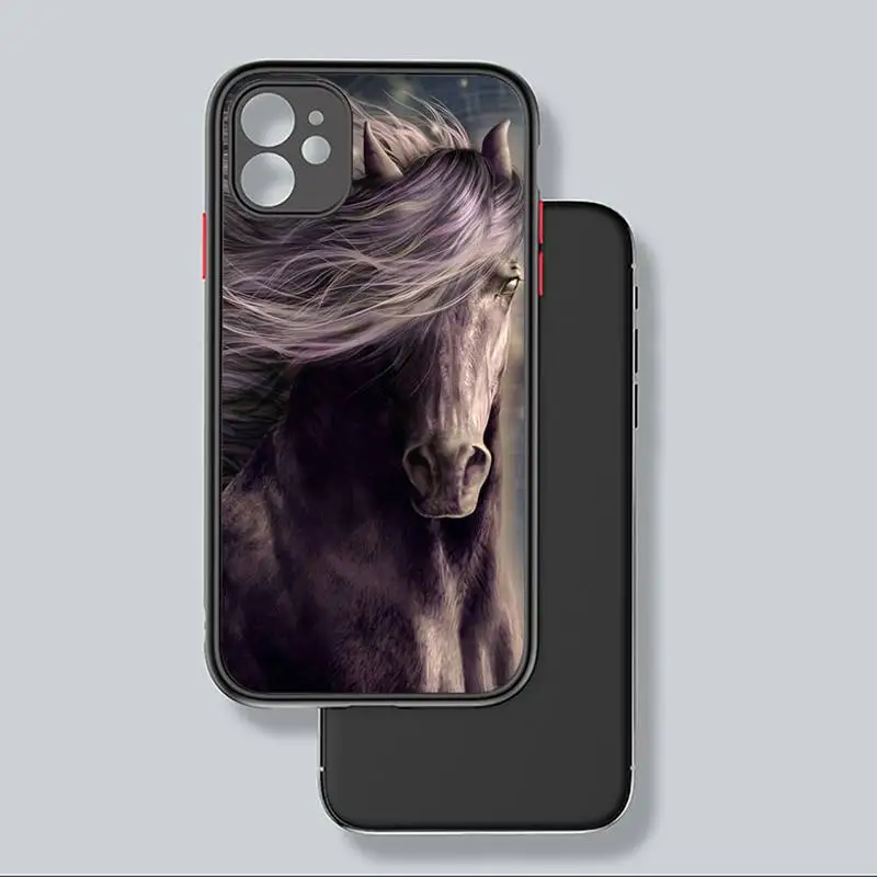 

Watercolor Horse Horses Running Phone Case black matte transparent For iPhone 7 8 x xs xr 11 12 pro plus mini max Clear Funda