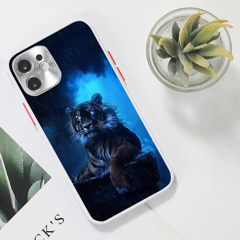 

Ferocious tiger cool fashion Phone Case Clear matte transparent For white iPhone 7 8 x xs xr 11 12 pro plus max mini Funda
