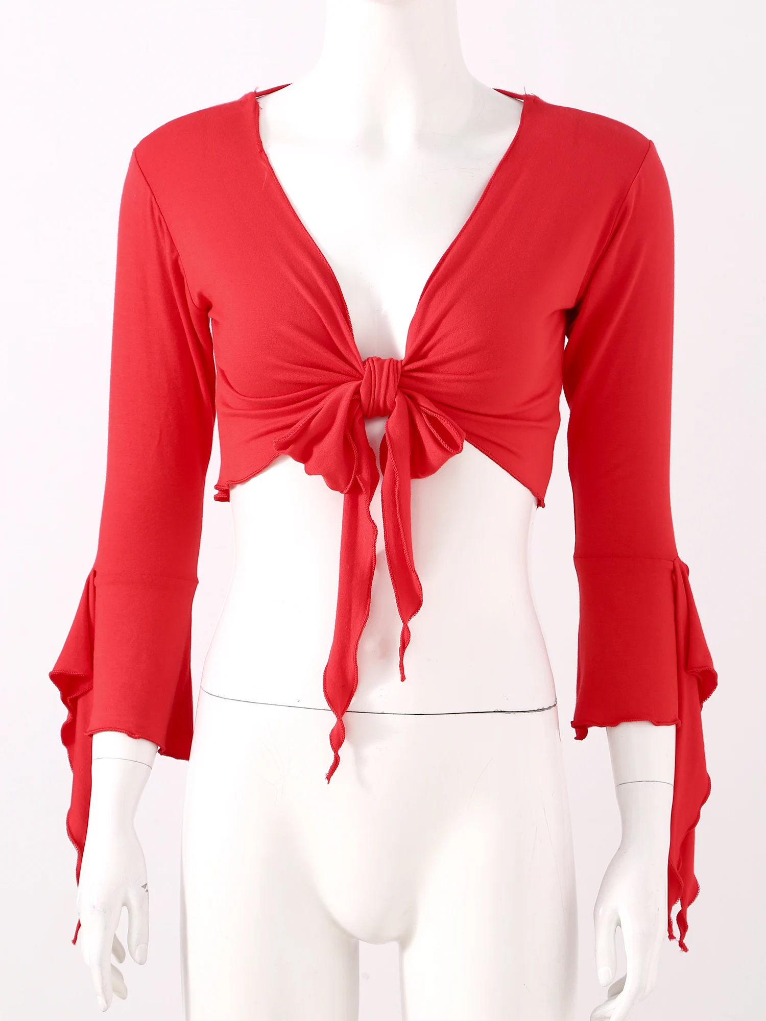 Женские короткие однотонные топы с V-образным вырезом и рукавом 3/4 укороченные на